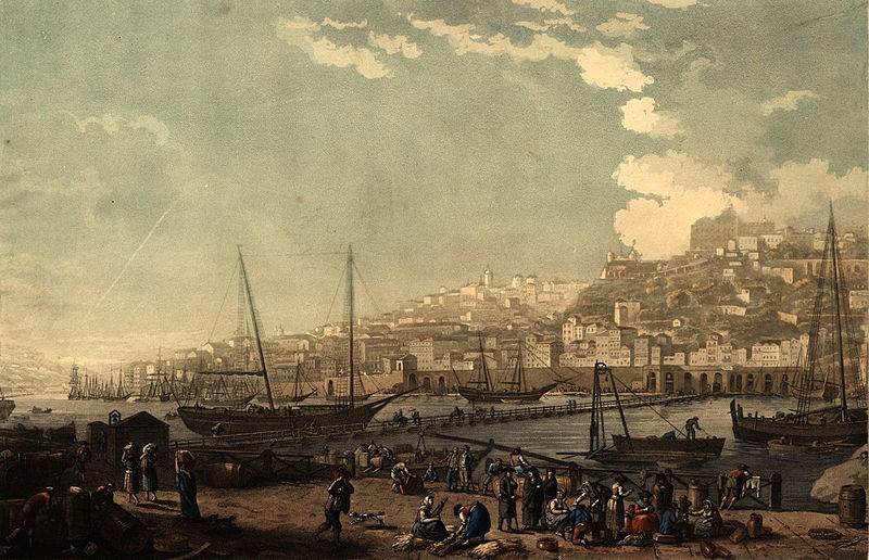 Vue de la ville et du port de Porto, por Henry L'Eveque (1817)